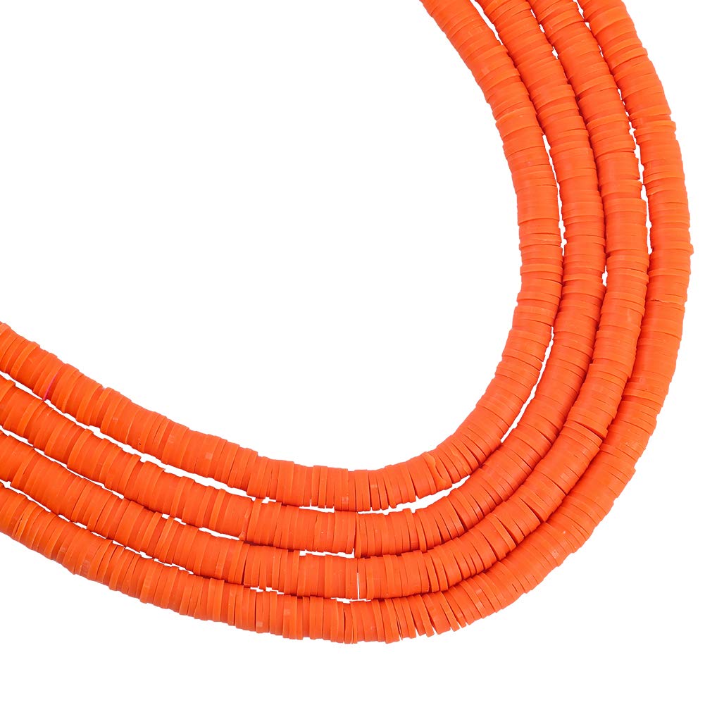 NBEADS 10 Strands 380-400 Pcs/Strand Handmade Flat Round Polymer Clay Bead Spacer Beads for Diy Jewelry Making, 6x1mm, Hole: 2mm, 17.7"
