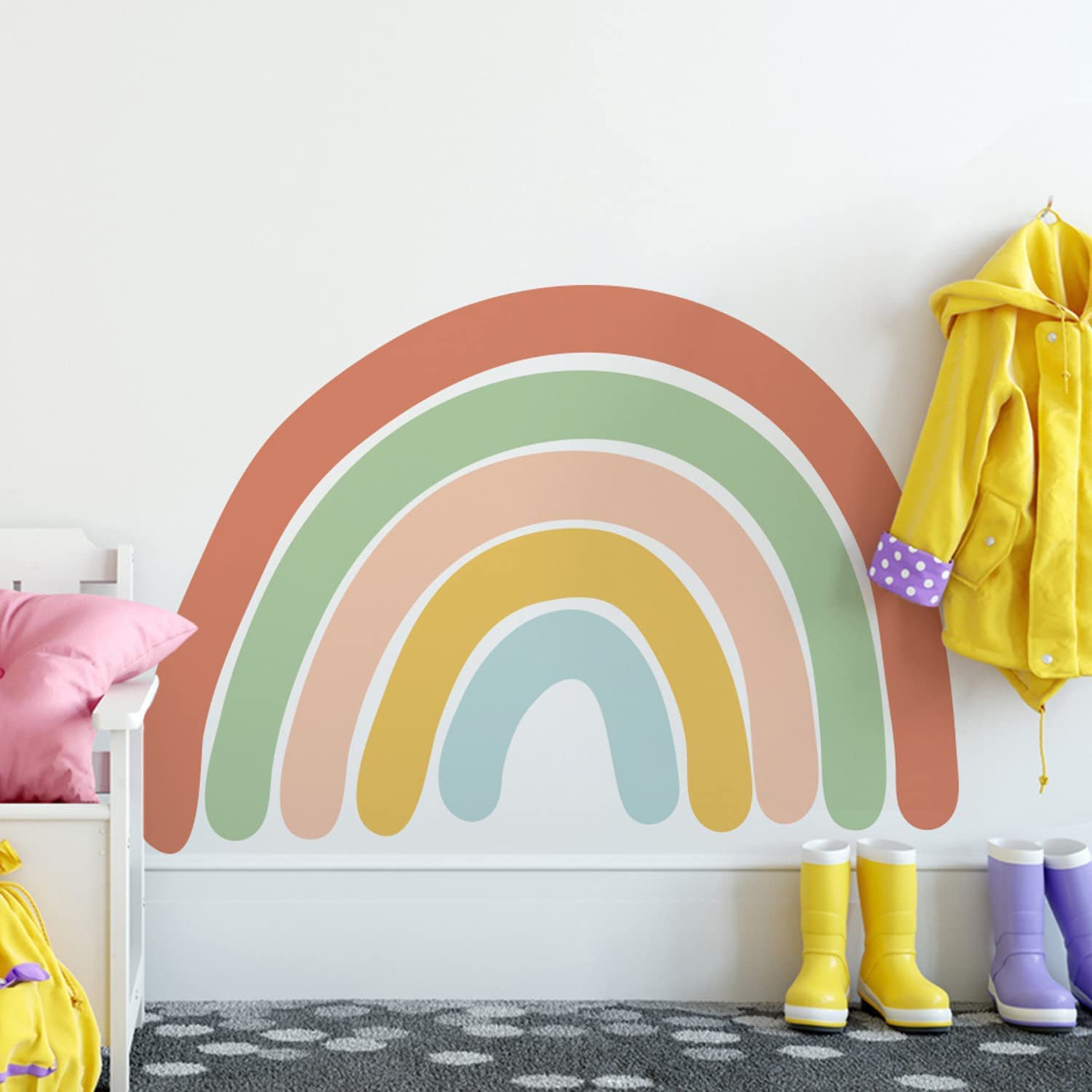 Rainbow Wall Sticker Stickers Easy Peel and Stick Wall Nursery Bedroom Wall Decor,Window Decal for Kids Bedrooms, Nursery, Baby Room, Play Room, Kids Room, Removable Vinyl Stickers (L21)