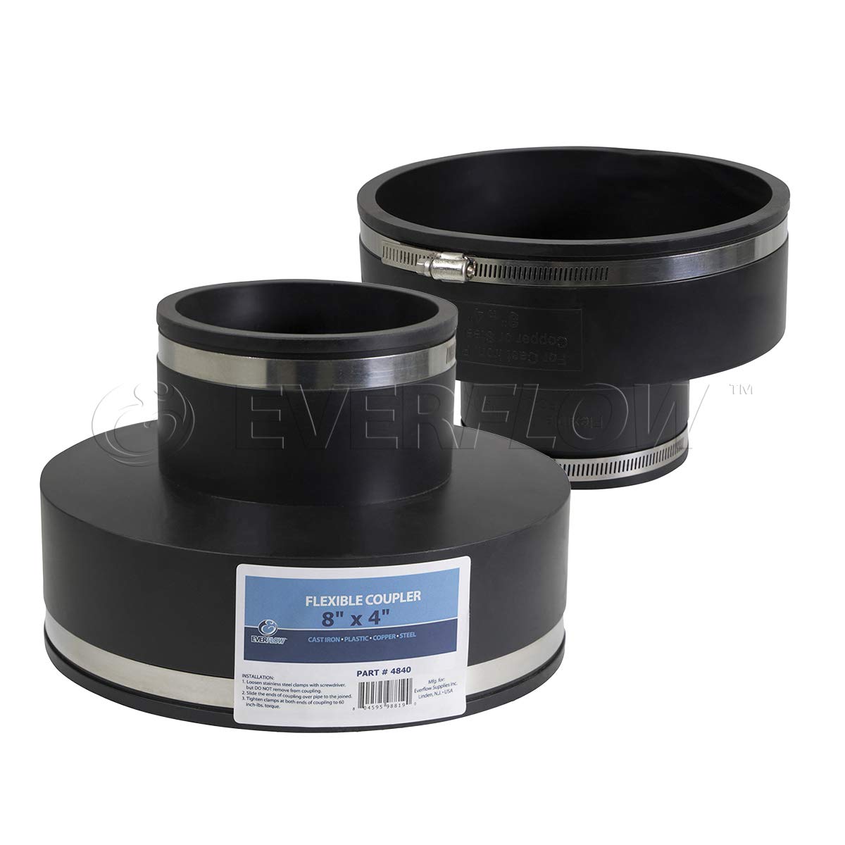 EVERCONNECT 4840 Flexible Pvc Reducing Rubber Coupling with Stainless