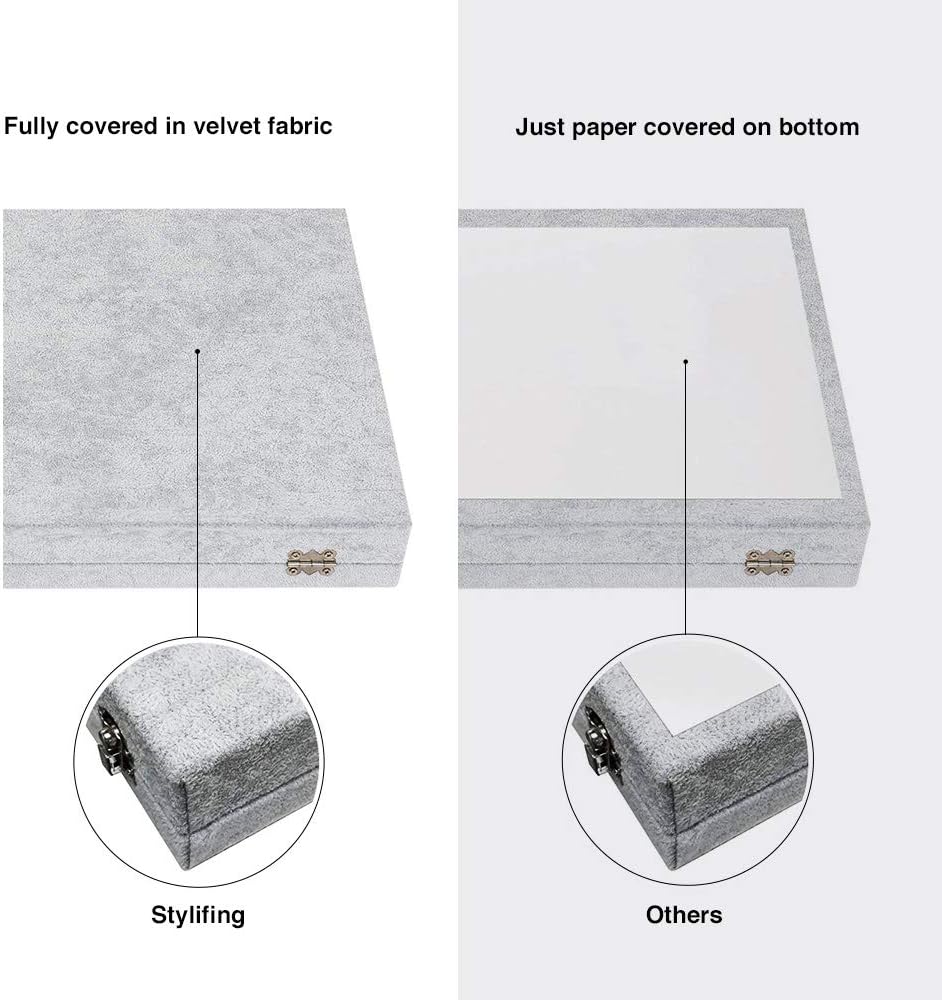 STYLIFING Clear Lid Velvet 24 Grid Jewelry Tray Transparent Jewelry Display Showcase Lockable Felt Jewelry Storage Organizer Charm Box Holder Gifts for Girls Women: Home & Kitchen