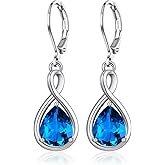 HELORET Infinity Dangle Drop Earrings Dainty Infinity with Birthstone Earring Jewelry Birthday Gifts for Women