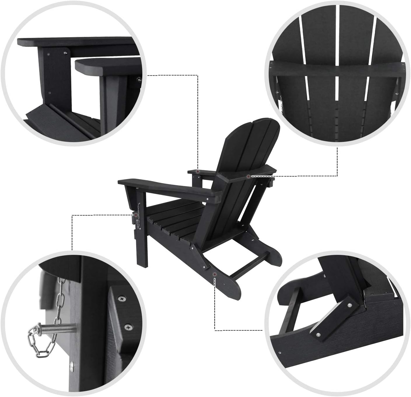 DAILYLIFE Plastic/Resin Classic Outdoor Foldable Adirondack Chair Polystyrene Weatherproof Lounge Chair for Porch Patio Deck Garden,Backyard & Lawn Furniture: Kitchen & Dining