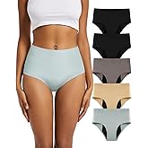 TIICHOO Women Incontinence Underwear Seamless High Waist Leakproof Period Panties 5 Pack(S, 2 Black/1 Beige/1 Smoke Green/1 Coffee)