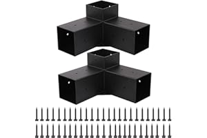 INUSBOJIE 2Pcs Pergola Brackets Kit 3 Way Right Angle Corner Brackets for Gazebos,Garden,Patio,Wood Beams 4''x4'' Lumber (Actual: 3.8x3.8'')