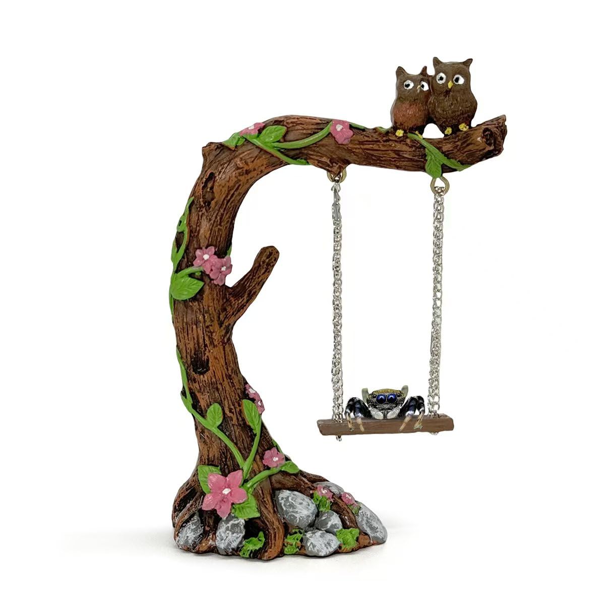 Photo 1 of **MAJOR DAMAGE**
Jumping Spider Accessories, Funny Fairytale Garden Swing, Jumping Spider Climbing Toy, Garden Tree Owl Figurines for Jumping Spider Enclosures Accessory Decoration