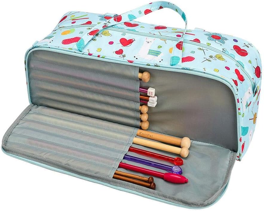 Sac Rangement Aiguilles à Tricoter Circulaires Coopay - 11 Poches Transparentes - Imprimé Chat