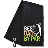 Hafhue Best Dad by Par Embroidered Golf Towel, Dad Golf Towel, Golfer Accessories for Men, Golfs Gifts for Dad Grandpa, Birthday for Dad Grandpa Golfs Fan, Retirement Gift for Dad