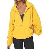 Fisoew Women Windbreaker Lightweight Jackets Hooded Quarter Zip Pullover | Lightweight, Half Zip, Windproof, Waterproof, Rain Coats, Hiking, Casual, Outdoor, Pockets, Fall, 2026