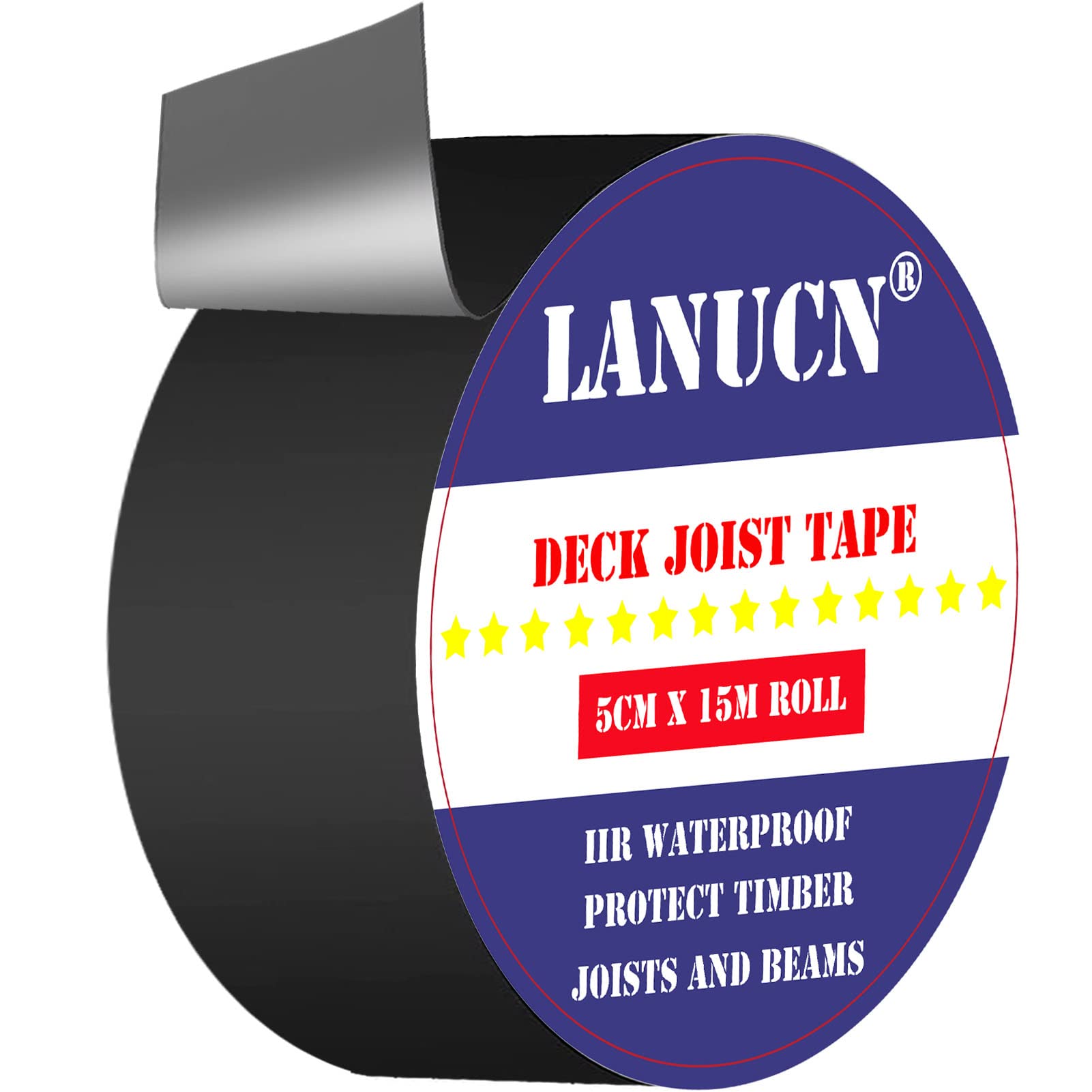 LANUCN Timber Flashing Tape for Deck Waterproofing, Joist Protection Against Water/Moisture Rot & Frame Weathering - Outdoor Decking (5cm x 15m, 1 Roll)