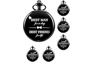 SUDESMO Groomsmen Gift Set of 6 Pieces Best Man Gift for Wedding Groomsman Pocket Watch Proposal Engraved Vintage Pocket Watches for Men