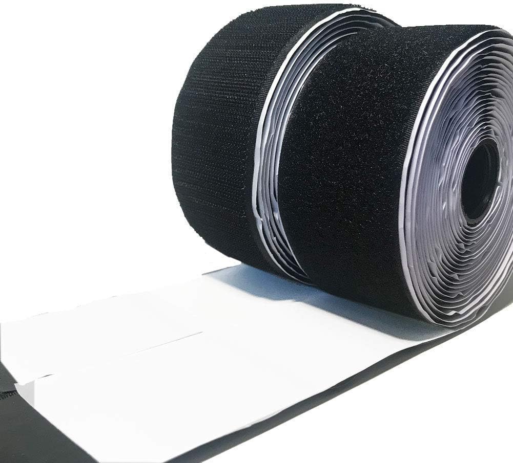 LLPT Hook and Loop Tape 2 Inch x 23 Feet Each Roll Heavy Duty Adhesive Industrial Strength Hook Loop Strip Mounting Tape Indoor and Outdoor Color Black (HTB230): Arts, Crafts & Sewing