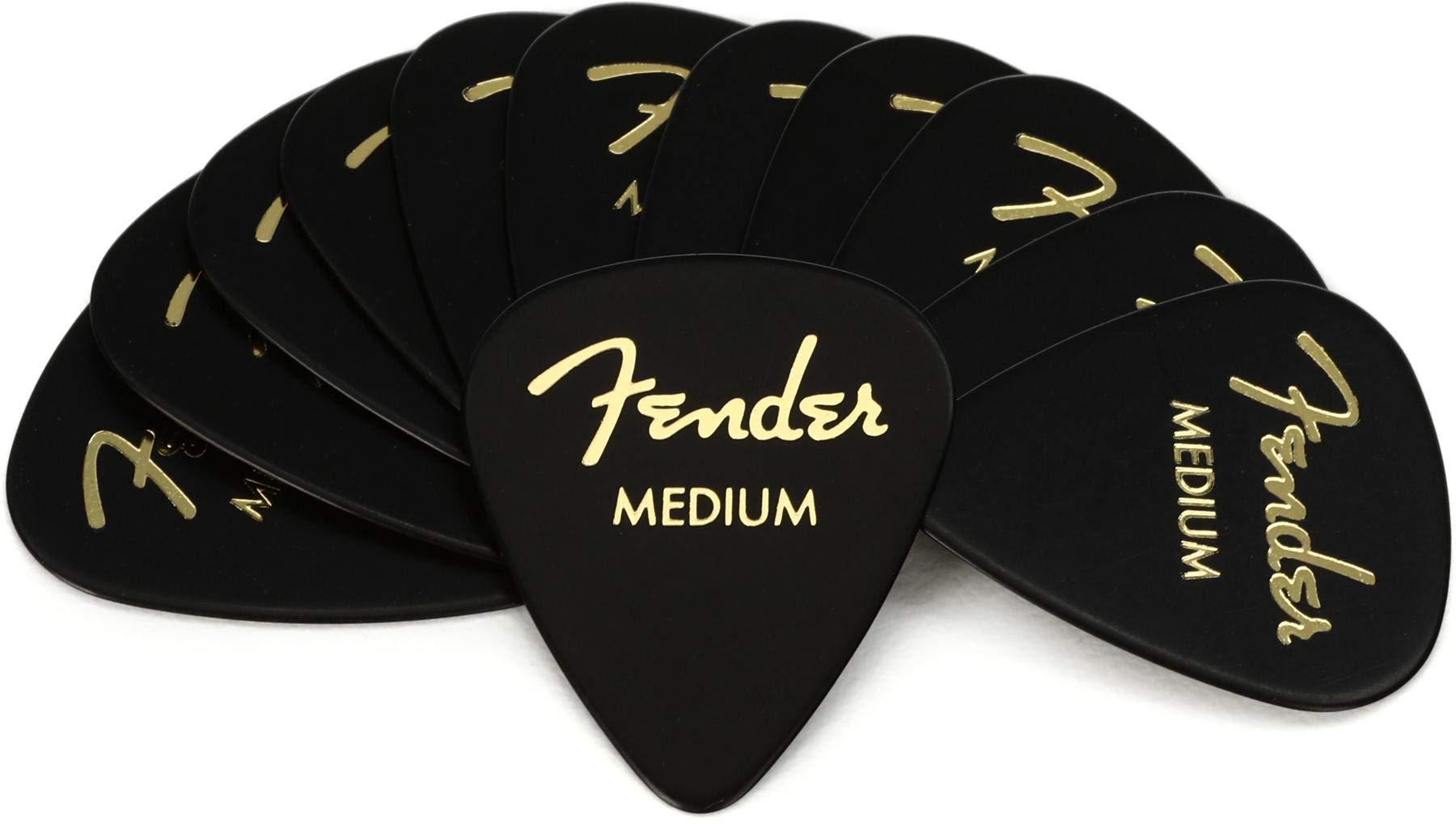 Fender Classic Celluloid, Black, 351 Shape, Medium, 12 Count