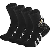kaciixaa 4 Pairs Womens Cotton Crew Work Socks,Moisture Wicking Athletic Socks for Hiking Sports Running(BLACK,5-9)