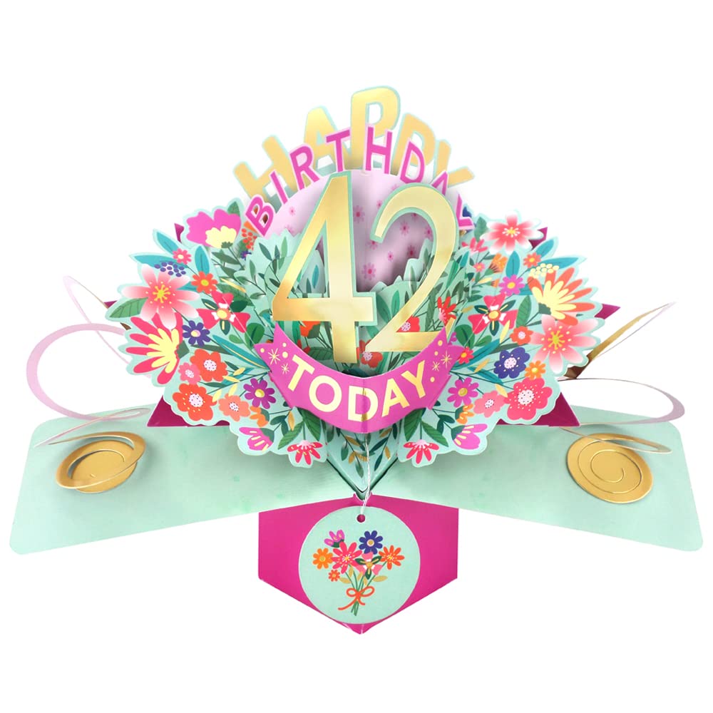 Happy 42nd Birthday 42 Today Pop-Up Greeting Card Love Kate's Pop Up Cards Her POP215MC42