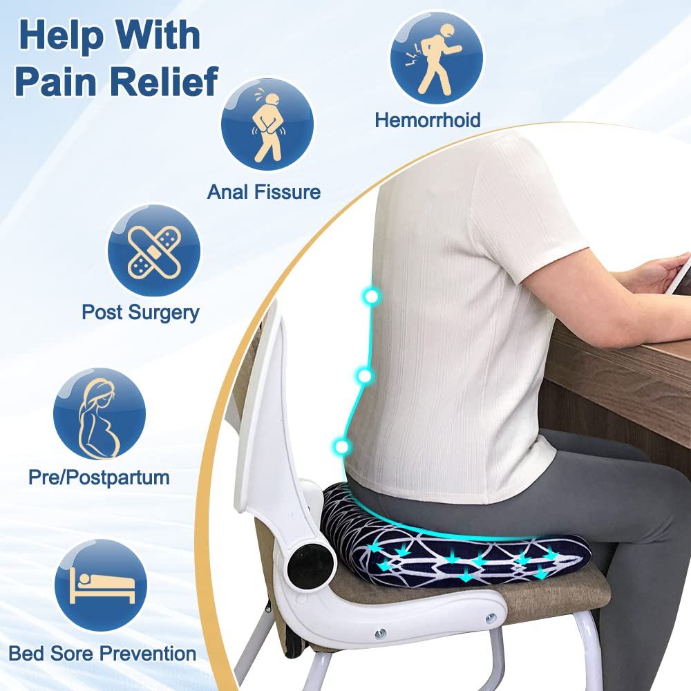 AOSSA Hemorrhoid Cushion, Donut Pillow, Doughnut Bed Sore Butt Pregnancy Pillows for Sitting, Medical Tailbone Head Hip Ear Piercing Sciatica Post Surgery Chair Seat Pad