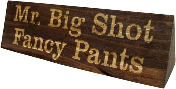 Amazon Com Treasure Gurus Mr Big Shot Fancy Pants Desk Name Plate Funny Novelty Wood Sign Office Boss Gag Gift Home Kitchen