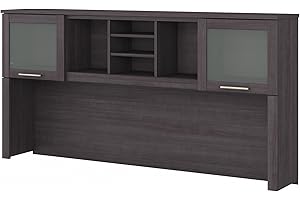 BUSH HOME Bush Furniture Somerset 72W Desk Hutch in Storm Gray, Attachment with Shelves and Cabinets for Home Office