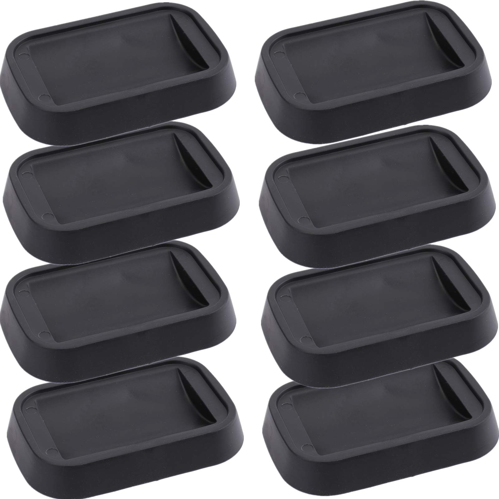Yopay 8 Pack Bed Stopper Furniture Caster Cups, Rubber Furniture Wheel Stopper Fits to Most Wheels of Sofas, Beds, Chairs, Carpet or Durable Hard Floors, 3×2inch / 7.5 × 5cm, Black, Rectangular