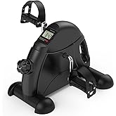 FEIERDUN Mini Exercise Bike, Under Desk Bike Pedal Exerciser for Arm/Leg Exercise, Adjustable Magnetic Resistance Desk Cycle with LCD Screen Display for Home/Office Workout