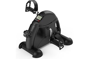 FEIERDUN Mini Exercise Bike, Under Desk Bike Pedal Exerciser for Arm/Leg Exercise, Adjustable Magnetic Resistance Desk Cycle with LCD Screen Display for Home/Office Workout