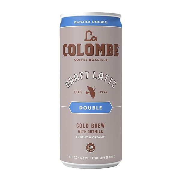 LA COLOMBE DOUBLE DRAFT LATTE WITH OATMILK – 9 FL. OZ. 4 PACK – 100% ARABICA BRAZILIAN COLD BREW COFFEE WITH NITROUS-INFUSED OATMILK, DAIRY-FREE VEGAN LATTE, 120MG NATURAL CAFFEINE