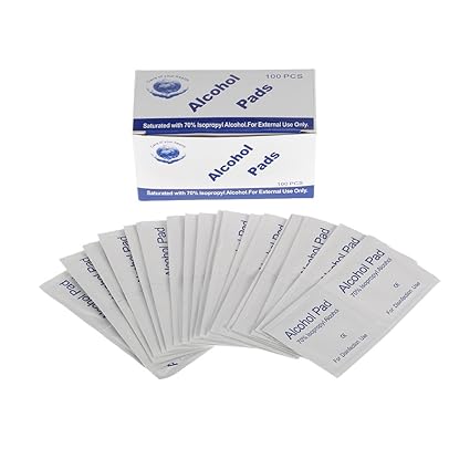 Anself 100 Stück Alkoholpads Alkoholtupfer zur äußeren Anwendung 50 x 50 mm