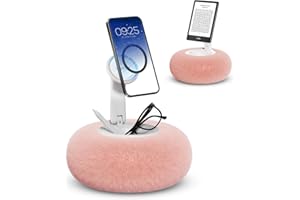 Viozon Phone Holder for Bed, Magnetic Pillow Stand, Compatible with 4-7" Phone/Kindle with Small Storage, Removable Suction Base for Stability, Idea for Kindle Reading and Video Watching On Bed,Pink