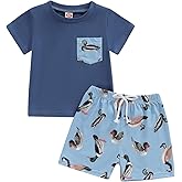 Kids Baby Boys Duck Hunter Clothes Mallard Duck Short Sleeve T-shirt Casual Shorts 2Pcs Toddler Hunting Baby Outfit