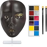 Hongmed Makeup Practice Face,Makeup Practice Face Board with 1 PC Face Painting and 2Pcs Makeup Brushes for Face Painting/ Stage/Halloween/Makeup Practice And Beginner Practice Makeup (Black), 7.18IN