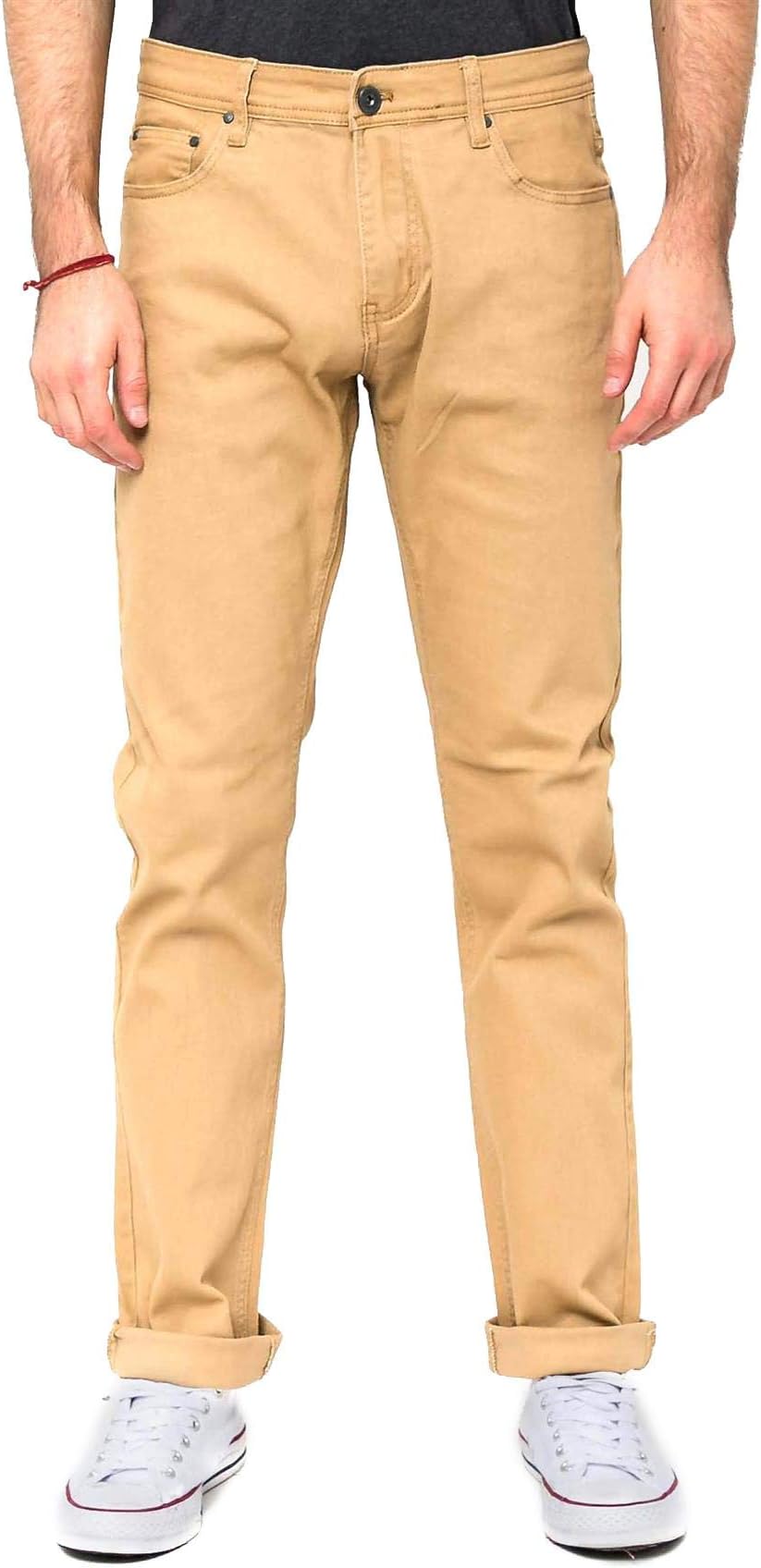 RNZ PREMIUM Men's Color Skinny Pants WD1001, Khaki