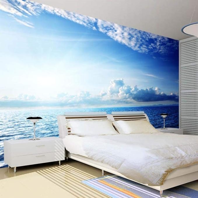 XDRZSE Hermoso sonido 3D cielo azul paisaje costero foto papel tapiz