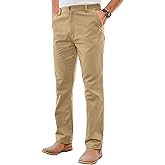 PLEPAN Men's Khaki Chino Pants - Stretch Waist Slim Fit Casual Trousers for Work Khaki 36W-32L