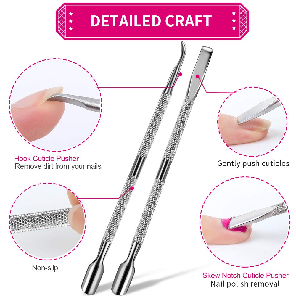 4 PCS Cuticle Pusher and Cutter Set, FANDAMEI Dead Skin Nail Cleaner Tools, Professional Stainless Steel Cuticle Remover, Durable Pedicure Manicure Tools: Beauty