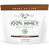Muscle Feast 100% Grass Fed Whey Protein Powder, All Natural Hormone Free Paure Raised Whey Protein Powder for Women & Men- Whey Concentrate, Isolate & Hydrolyzed Protein Powder Blend - Chocolate, 5lb