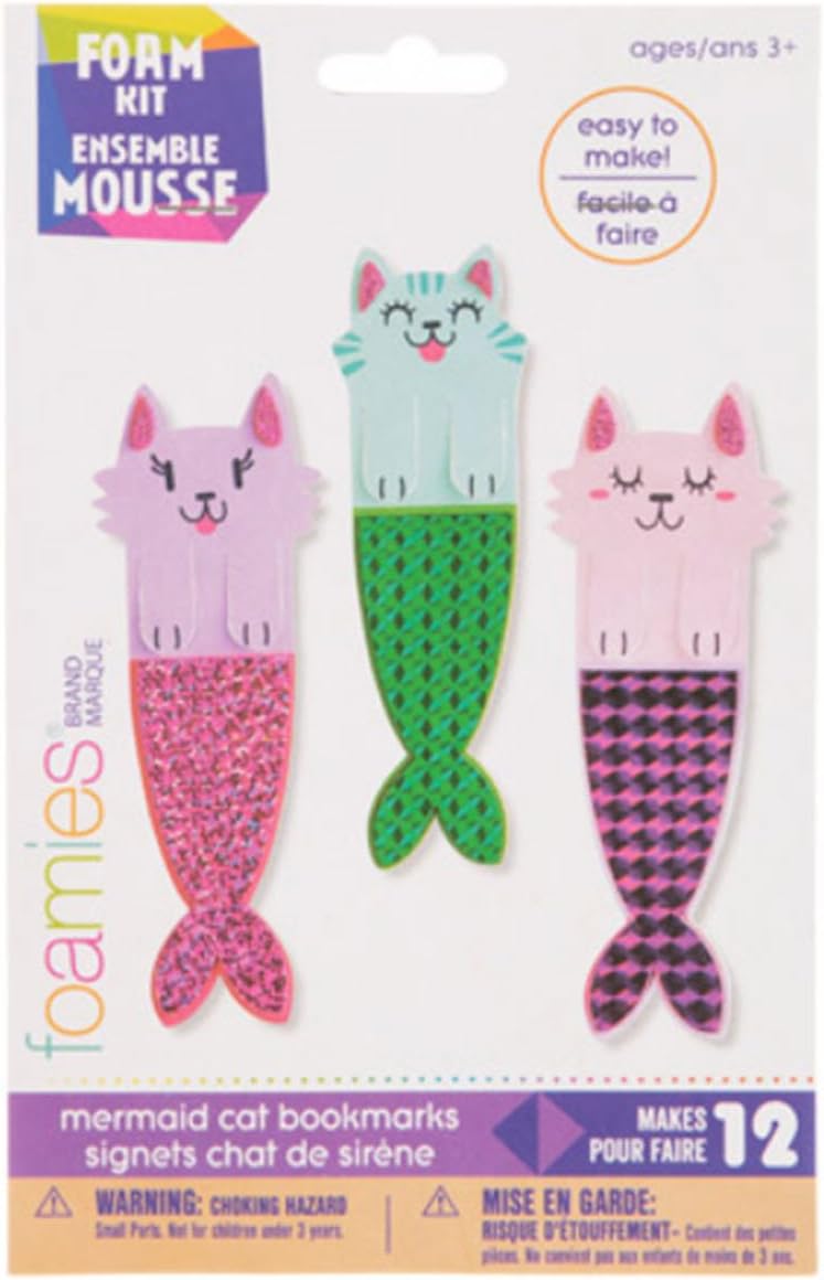 FOAMIES Paper Mermaid Cat Bookmarks Kit - Makes 24 bookmarks