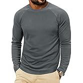 Yousify Mens Athletic Thermal T Shirts Fleece Crew Neck Long Sleeve Shirts Running Hiking Active Pullover Tops with Pocket