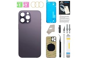 GUPFIX Back Glass Replacement for iPhone 14 Pro Max with Repir Tools, Big Hole Rear Back Cover Glass Replacement All Carriers with Pre-Installed Adhesive and Repairing Tool Kits (Deep Purple)