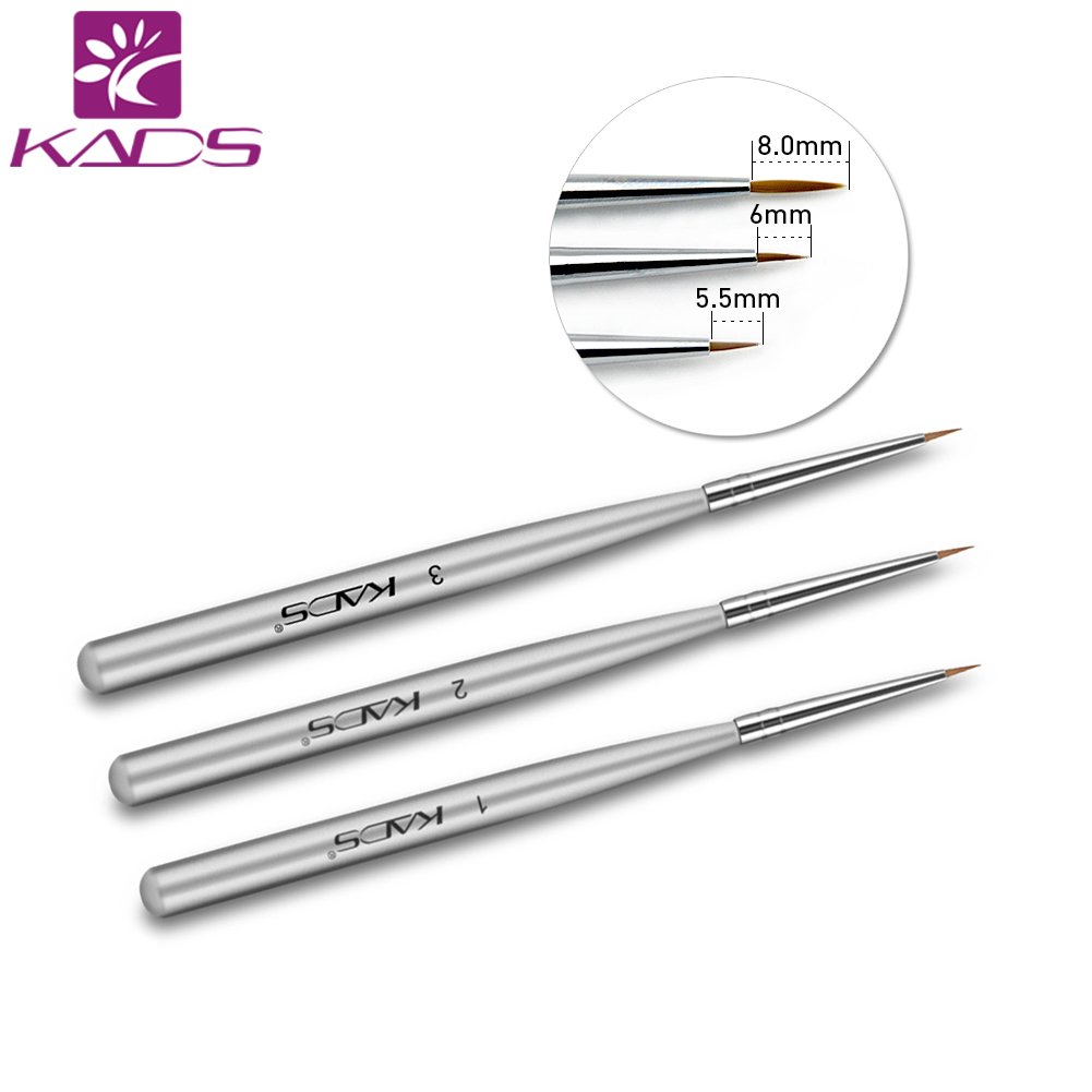 KADS 3pcs/set Professional Acrylic Nail Art Brush Set for UV Gel Builder Nail Brushes for brush