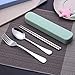 Dinnerware Set,Flatware Set Stainless Steel(Fork Spoon Chopsticks) with Portable Reusable Plastic Travel Case