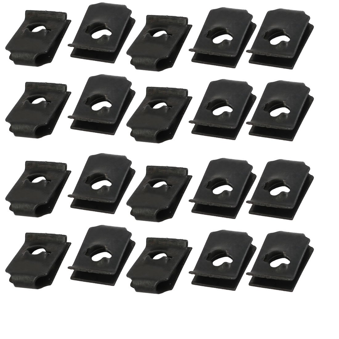 Sourcingmap 20pcs Spring Steel Speed Fastener U Nut Clip Black for M4 / ST3.5 Screw Bolt