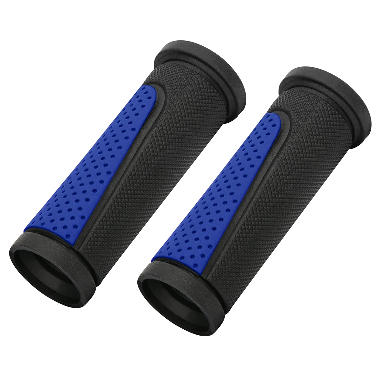 TOPCABIN Bike Grips Short Mini Bicycle Handlebar Grips Fit Many Standard Bikes 2PCS 90MM Length (Black + Navy blue)