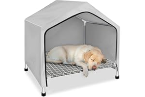 DOPLIV 2 in 1 Indoor Dog House - Elevated Dog House, Portable Dog/Cat Tent House, Dog Sunshade Tent, Pet House with Removable Cover, Suitable for Medium Cats Dogs