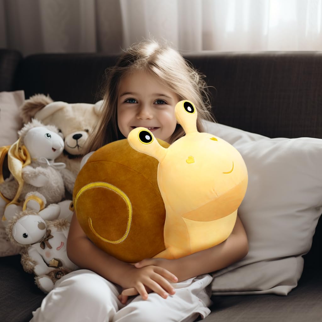 MUPI Snail Plush Pillow Toy Cute Stuffed Animal Snail Plush Kawaii Soft Decor Plushies Doll Gifts for Adults Kids Boys Girls Room Decor (Yellow 7.8 Inch)