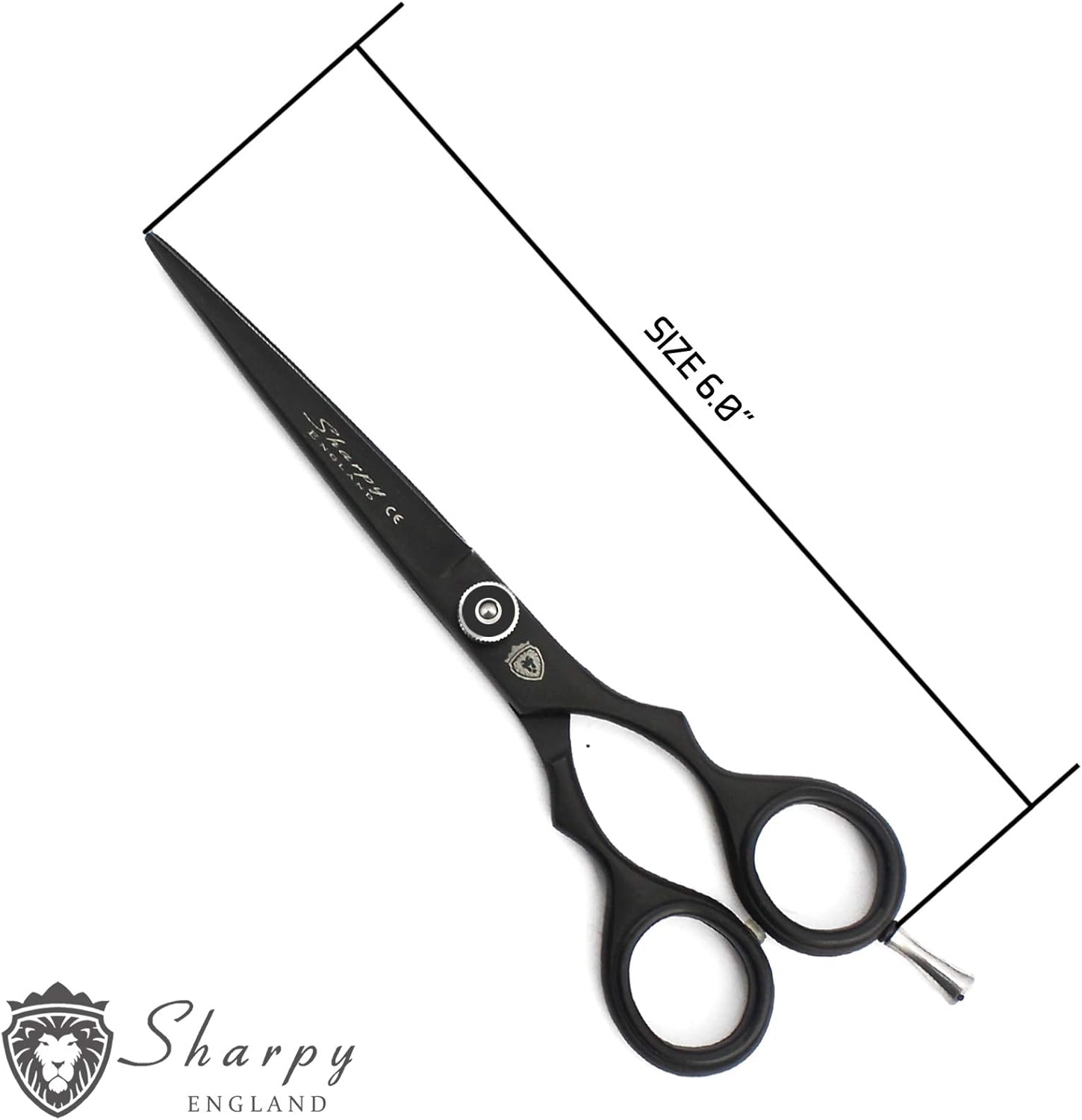 Sharpy Professional 6.0'' Stainless Steel Hairdressing Scissors - Black, Salon Shears with Adjustable Screw & Removable Finger Rest - Image 3