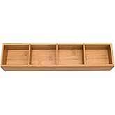 Lipper International Bamboo Drawer Organizer with 3 Removable Dividers, Brown