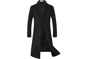 ELETOP Men's Trench Coat Winter Wool Jacket Long Business Overcoat Pea Coat