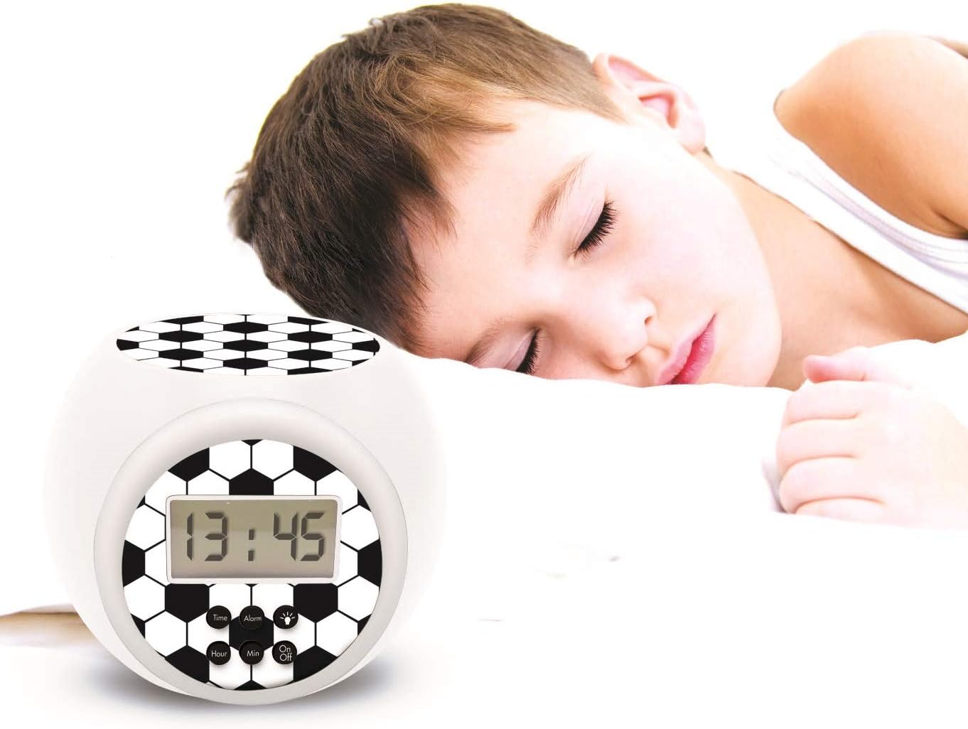 LEXIBOOK Projector Alarm Clock Football with snooze function and alarm function, Night light with timer, LCD screen - Image 3