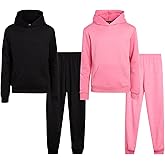 Real Love Girls Sweat Suit Set - 4 Piece Soft Fleece Lightweight Pullover Hoodie and Jogger Sweatpants for Girls (Sizes 5-16)