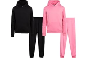 Real Love Girls Sweat Suit Set - 4 Piece Soft Fleece Lightweight Pullover Hoodie and Jogger Sweatpants for Girls (Sizes 5-16)