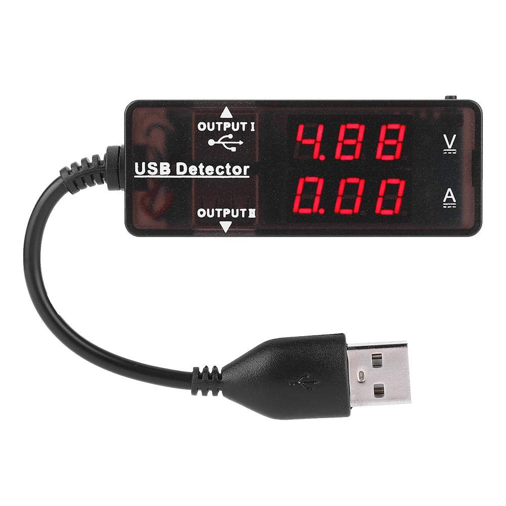 Dual Display USB Detector Voltmeter Ammeter Voltage Current Meter Battery Capacity Tester Multifunctional Capacity USB Charger Current Power Electrical Tester (Single Color)